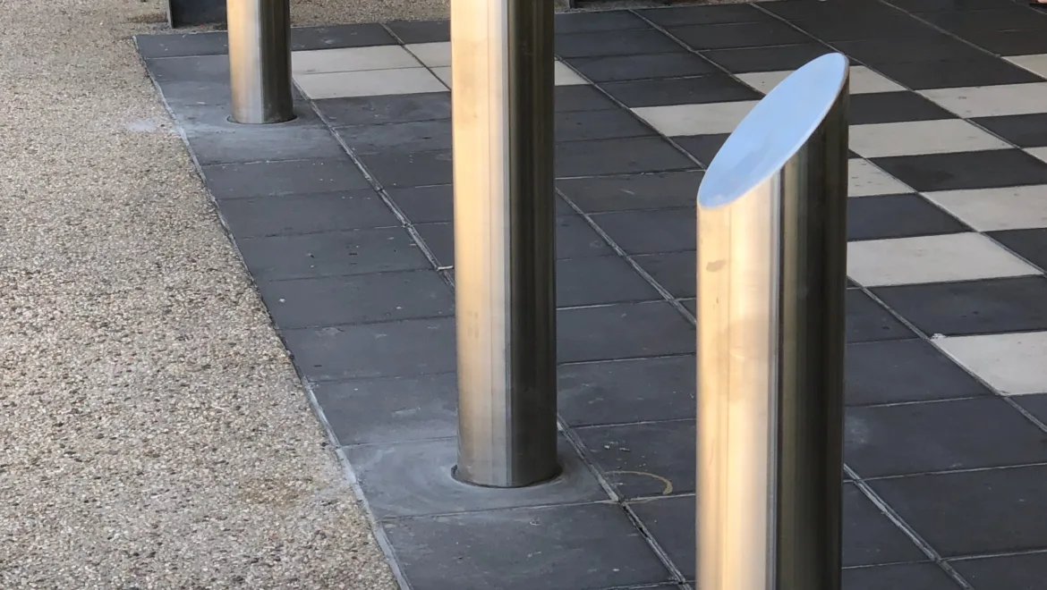 Bollards installed to protect an access area