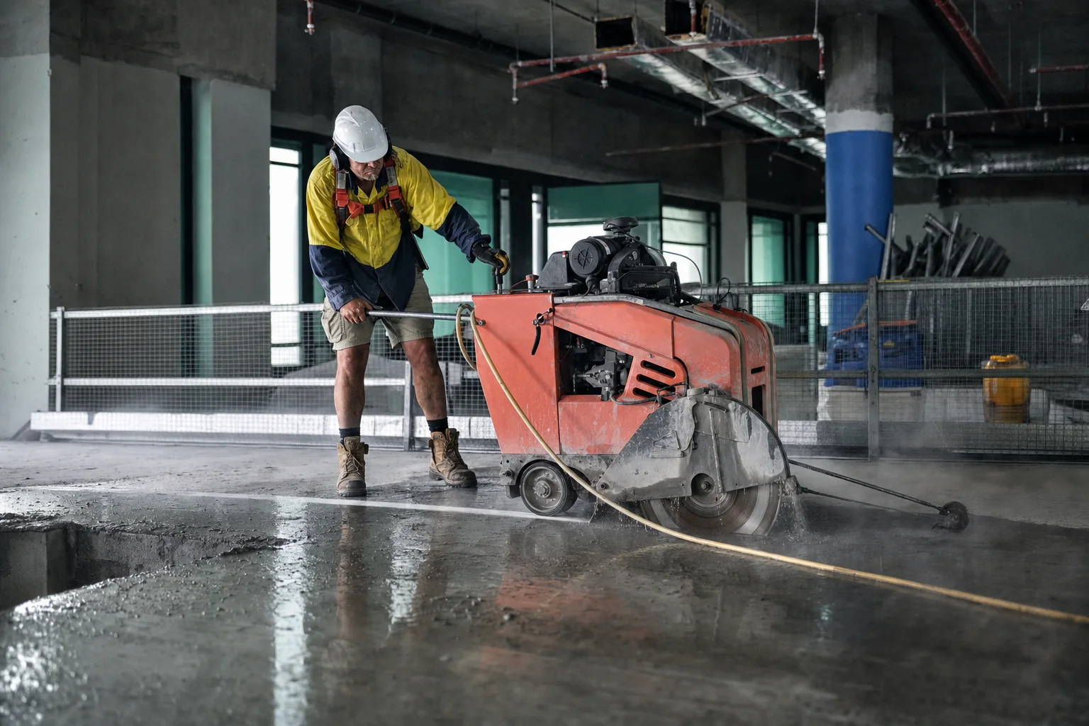 Concrete cutting on a Gold Coast construction site